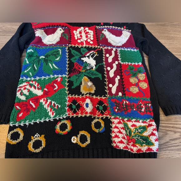 Casual Corner Black Multicolor Patchwork Sweater - Picture 6 of 7